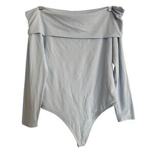 NWT Aritzia Cruise Blue Off Shoulder Longsleeve Contour Bodysuit TummyControl-L